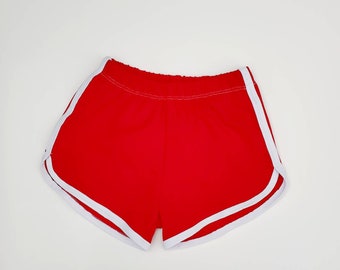 Red Track Shorts Retro Kids Shorts Baby Toddler Dolphin Shorts