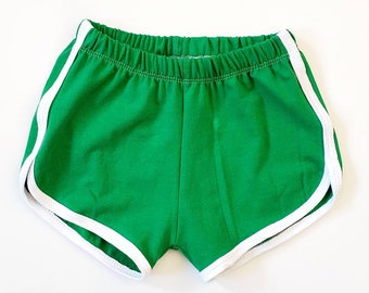 Green Track Shorts, Retro Kids Shorts, Baby Toddler Dolphin Shorts