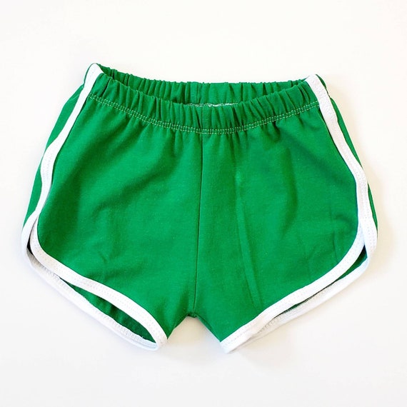 Green Track Shorts, Retro Kids Shorts, Baby Toddler Dolphin Shorts 