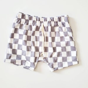 Checker Shorts, Baby, Toddler, Kids, Everyday Play Shorts, Black and White Checkered image 5