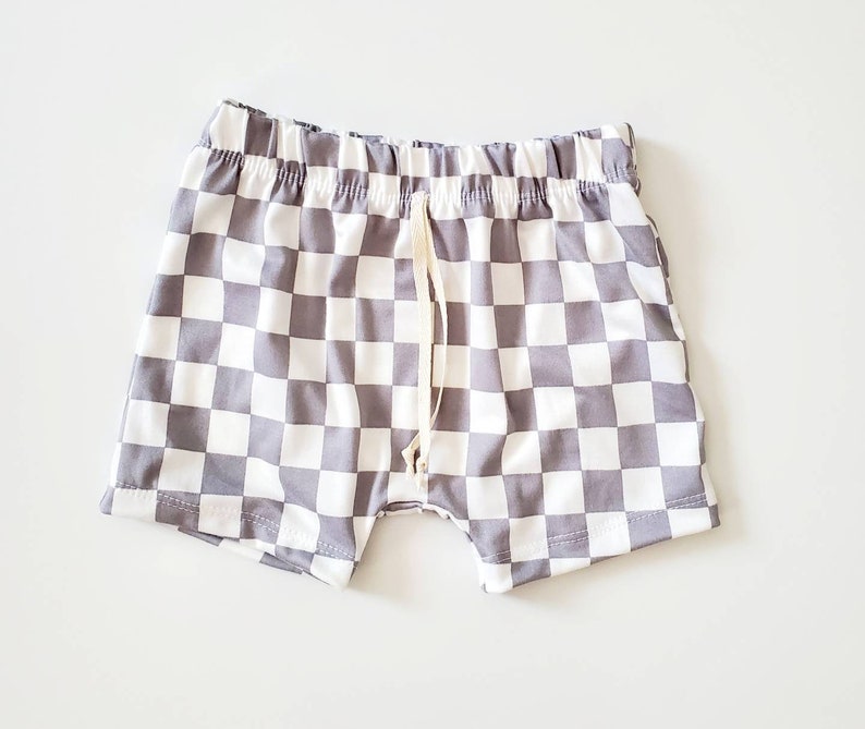 Checker Shorts, Baby, Toddler, Kids, Everyday Play Shorts, Black and White Checkered image 5