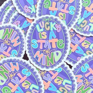 Lucky ist ein State of Mind Pastell Girly Sticker Positive Abziehbild