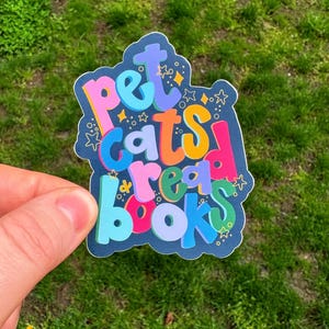 Pet Cats Read Books Sticker Cute Bookish Reader Cat Person
