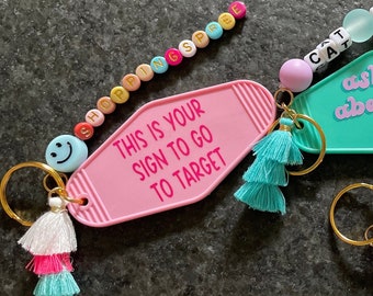 Target Motel Beaded Tassel Keychains Etsy