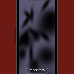 May include: A smartphone screen shows a blurred, dark purple background with a leaf pattern. Text at the top reads "ZEN VIDEO BACKGROUNDS" and "6 LOOPING ANIMATIONS." The date "28 SEP 2026" is displayed. The bottom text says "ZEN MOTION DESIGN."