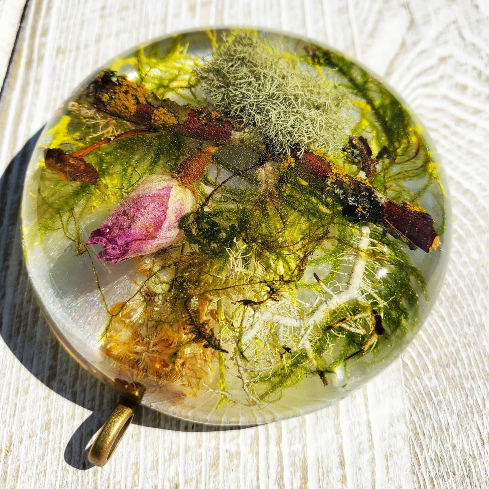 Rose & Mushroom Resin Pendant Etsy