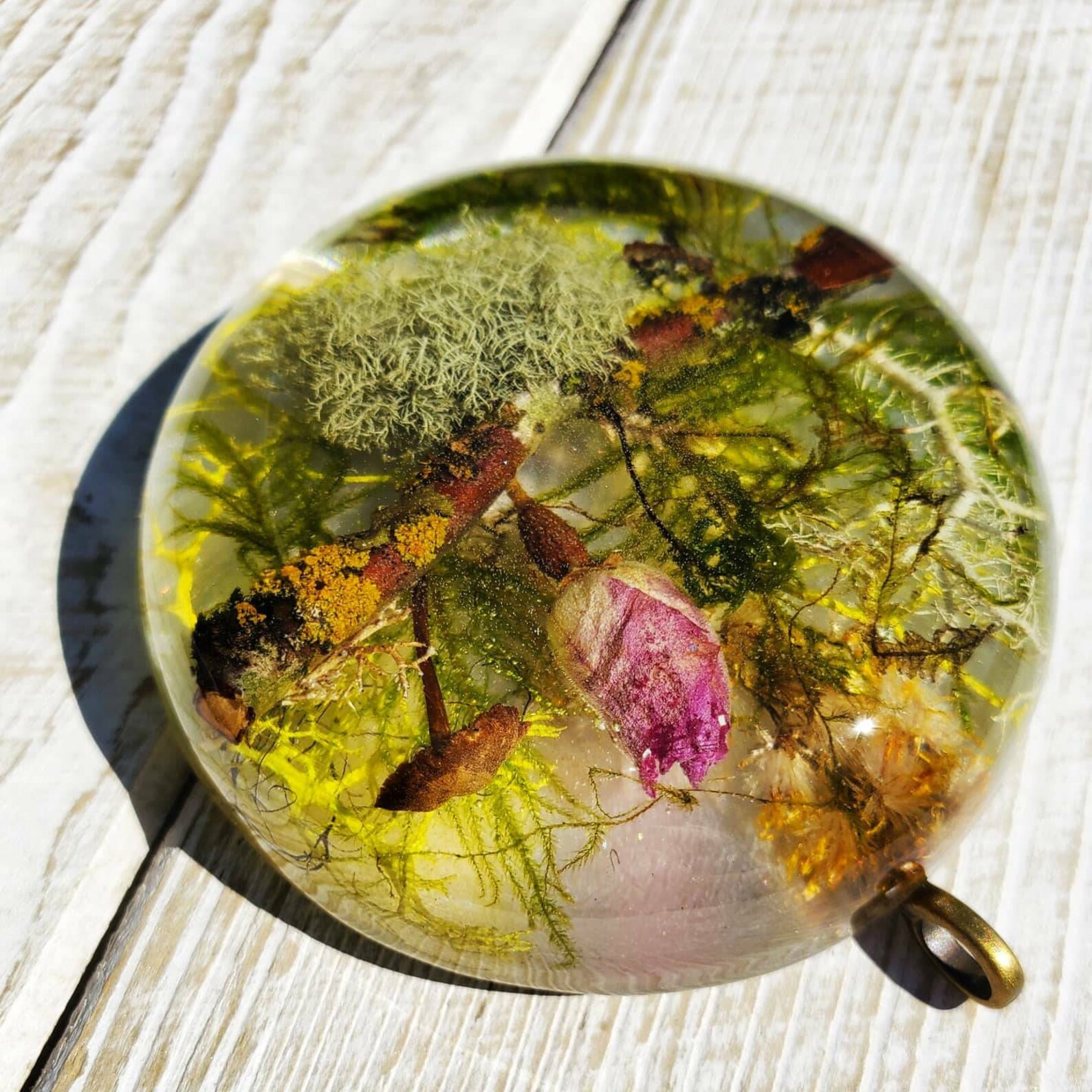 Rose & Mushroom Resin Pendant Etsy