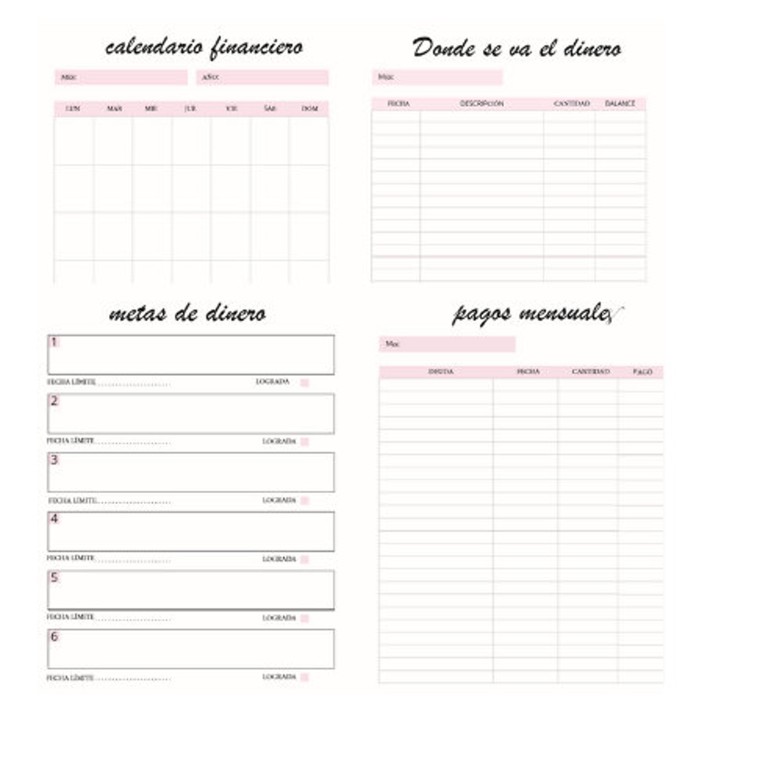 Plantillas De Control De Gastos Y Finanzas Personales Etsy