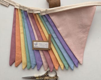 Bunting Fabric Banner Garland Flags Pastel Rainbow Party Nursery Decor