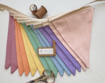 Bunting Fabric Banner Garland Flags Pastel Rainbow Nursery Decor Party
