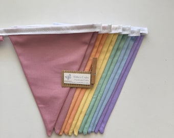 Bunting Fabric Banner Garland Flags Rainbow Pastel Nursery Decor Party