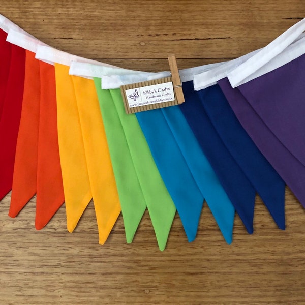 Bunting rainbow fabric flags banner garland bright #1, 2mt party decoration