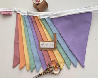 Bunting Fabric Banner Garland Flags Rainbow Pastel Party Nursery Decor