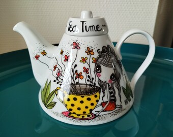 théière en porcelaine peinte à la main tea Time