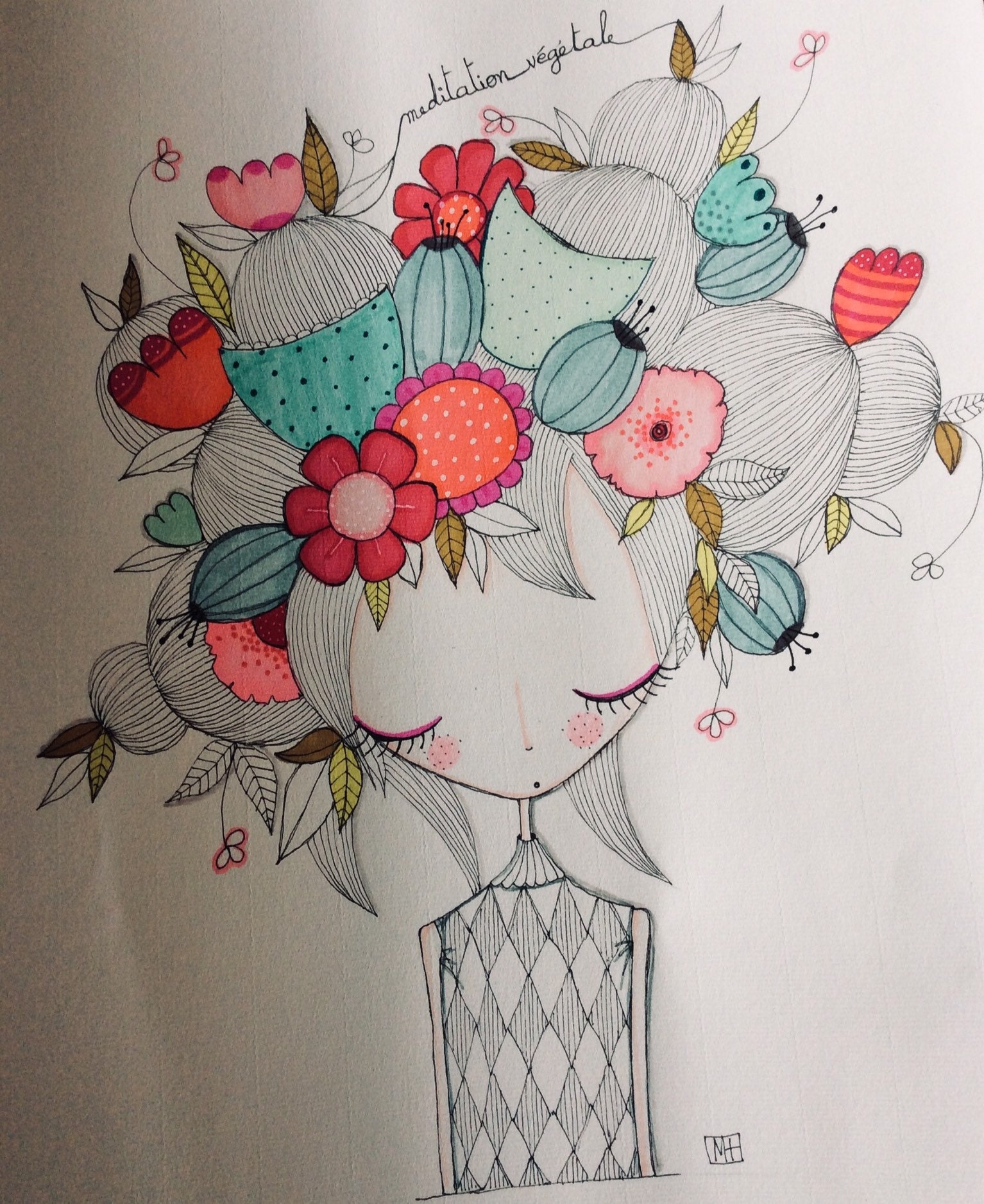 Grande Illustration Méditation Végétale