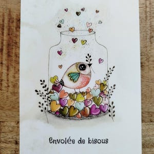 carte postale en série limitée envolée de bisous
