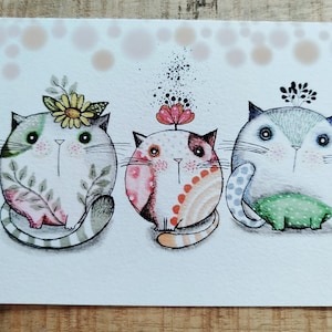 nouveau! carte postale les chats