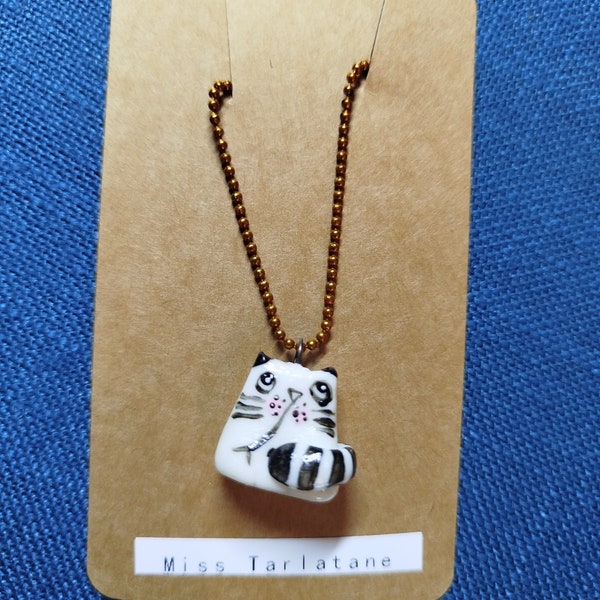 Collier petit chat noir et blanc