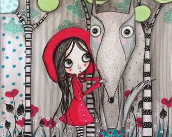 Painting the Red Riding Hood and Wolf