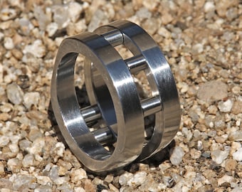 Artisan Crafted Industrial Ring, Stainless Steel Mechanical Band, Titanium Mechanical Ring,Industrial Inspired Titanium Ring