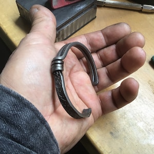 Handmade Dark Titanium Cuff Bangle: Twisted Celtic Design