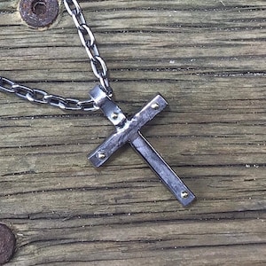 Unique Patterned Titanium Crucifix, Distinctive Titanium Cross Chain, Exquisite Patterned Titanium Cross, Polished Titanium Crucifix