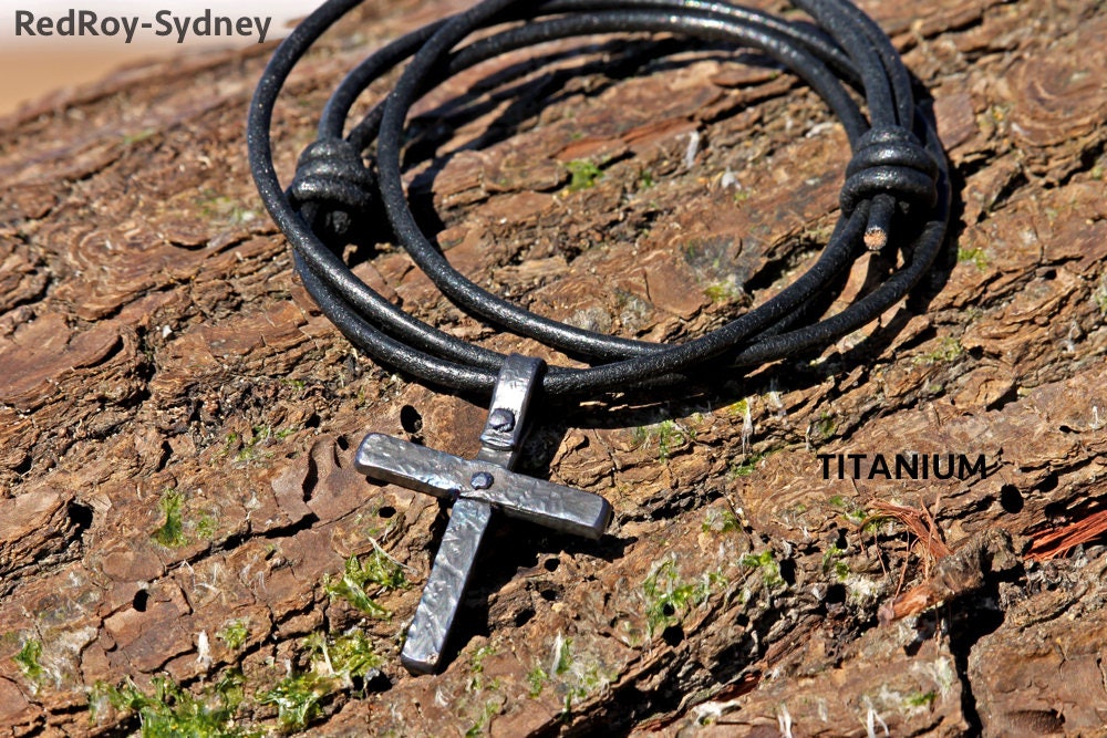 Unique Gestalt Titanium Cross Necklace with Koa Wood Inlay. 4mm Wide Surgical Stainless Steel Box Chain. 30 / Silver