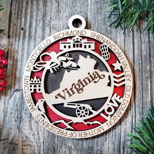 Virginia State Ornament - Christmas Ornament - The Old Dominion State - Mother of Presidents - Christmas Gift