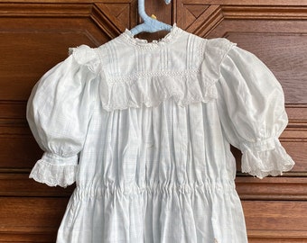 1900 girl's dress, Edwardian era girl's checked dress from France