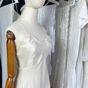 French 1930s slip dress, cream silk vintage slip dress
