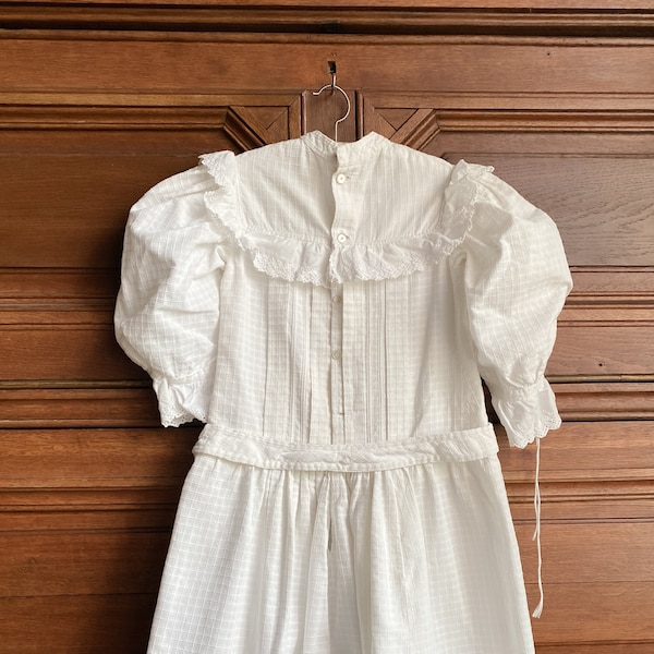 1900s girl's dress, puff sleeve Edwardian girl's dress, French vintage dress 7 years