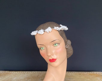 Couronne de mariée vintage française, couronne de fleurs en soie des années 1930