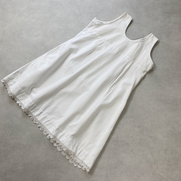 French vintage chemise or nightgown, 1910s nightdress in white cotton