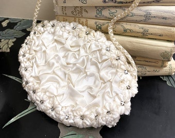 WW2 wartime evening bag from France, 1940s homemade bridal purse
