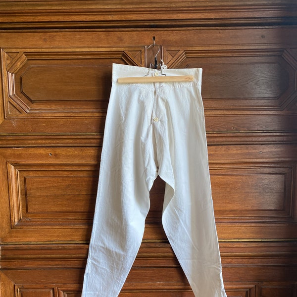 Französische Marine Longjohns, Vintage Marineuniform, Vintage Herren Baumwollhosen