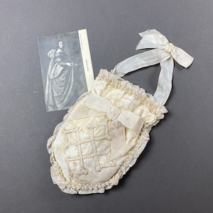 Französische antike Geldbörse, Shabby Chic Seiden Geldbeutel