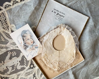 Heirloom baby bib and original gift box from Brittany France