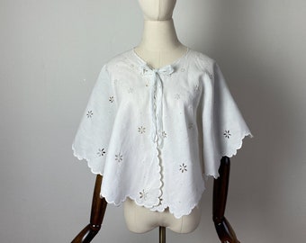 Antique linen cape, white linen capelet