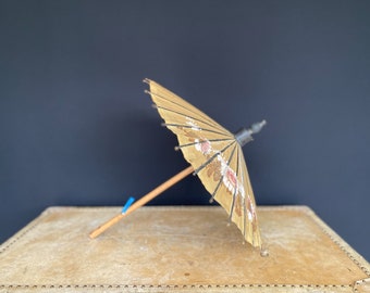 Antique 1900s parasol, hand painted silk umbrella