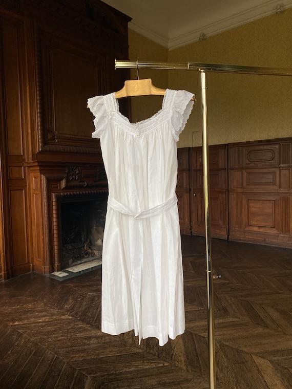 Antique cotton pinafore dress, Edwardian era white co… Gem
