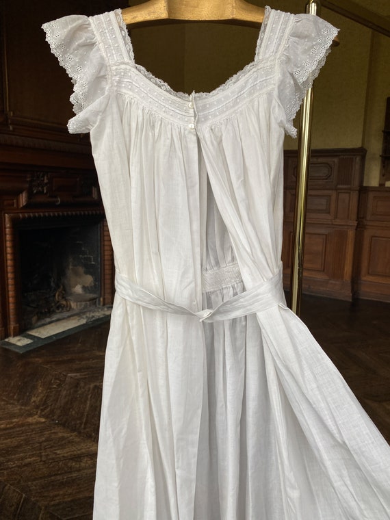 Antique cotton pinafore dress, Edwardian era whit… - image 6