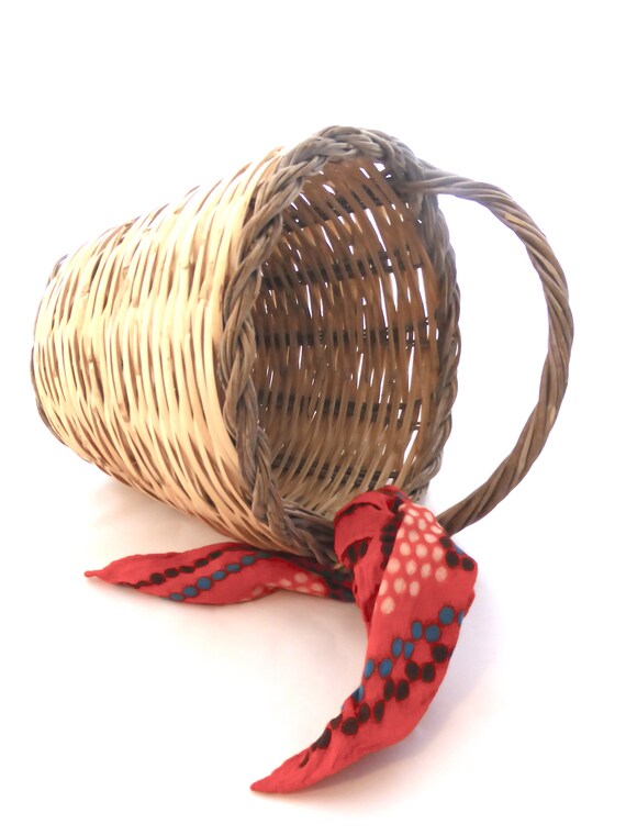 Vintage Basket Bag, Wicker Basket, Vintage Wicker