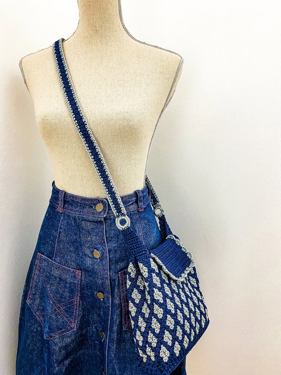 Gorgeous hand crafted crochet crossbody bag, handm