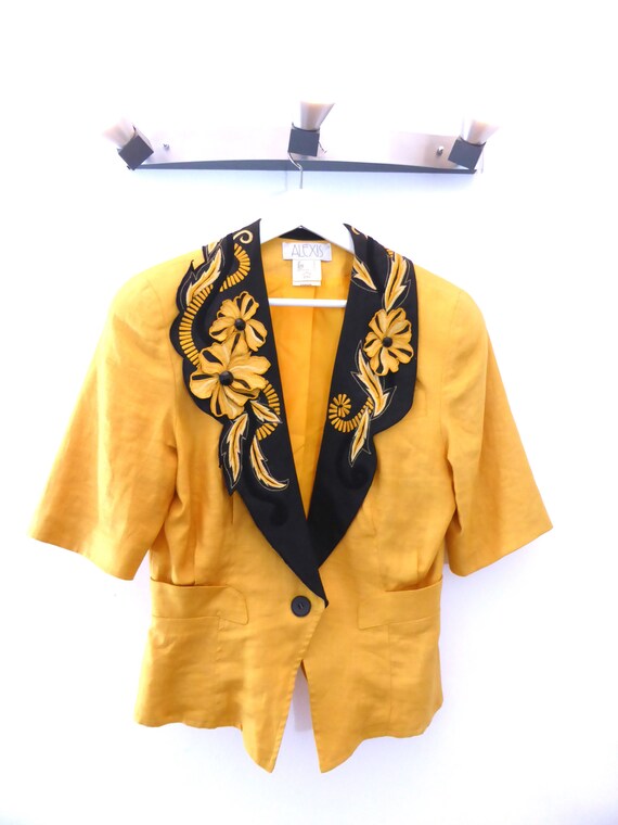 80s Linen Jacket, Shoulder pads, Vintage 80s Jacke