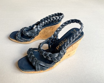 Vintage wedge heel sling back sandals