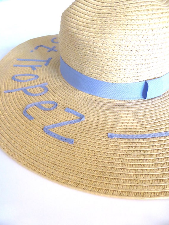 Vintage 'St Tropez' wide brim straw hat, floppy su