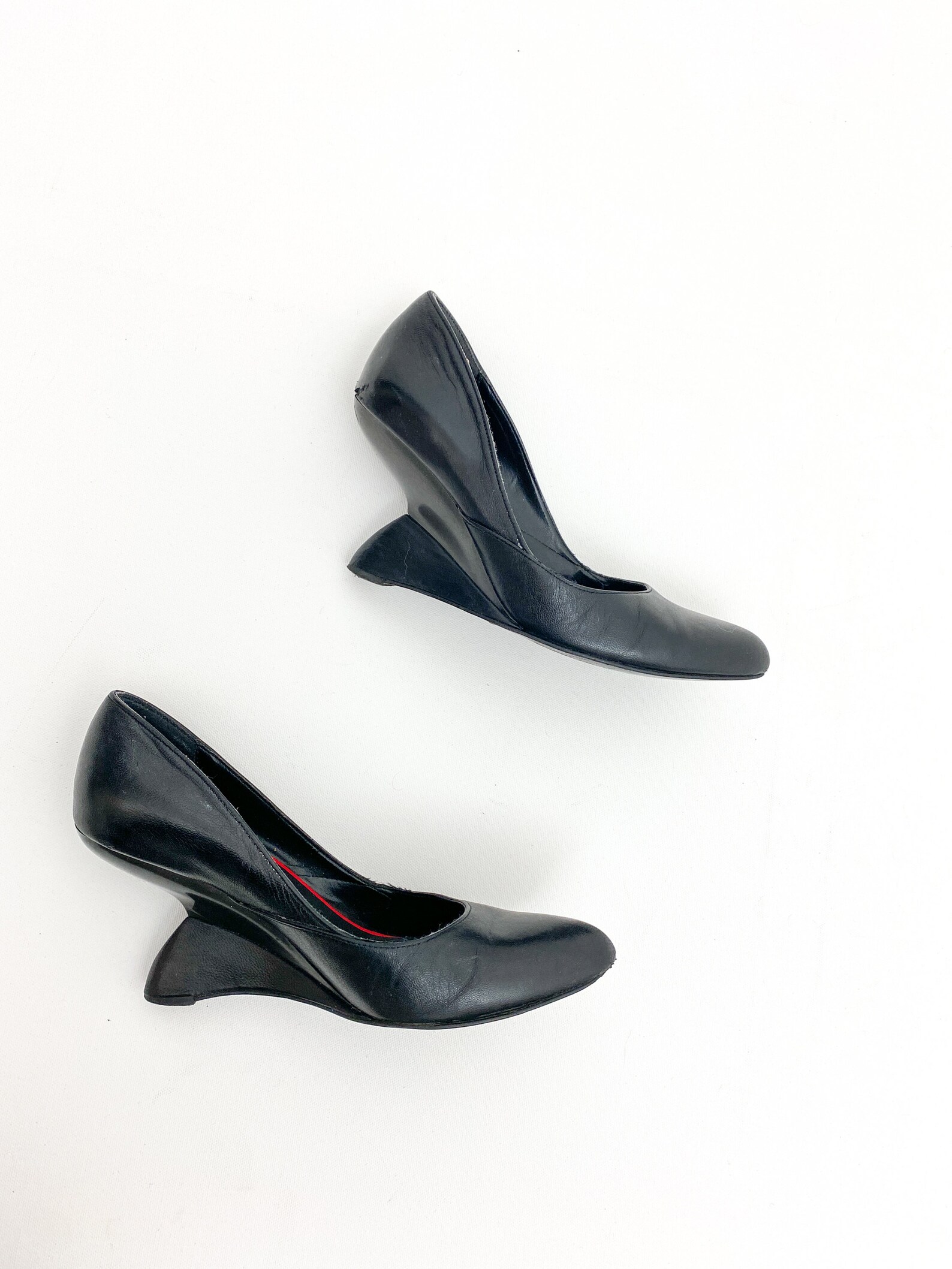 Vintage wedge heel pumps curved wedge heel shoes with Etsy