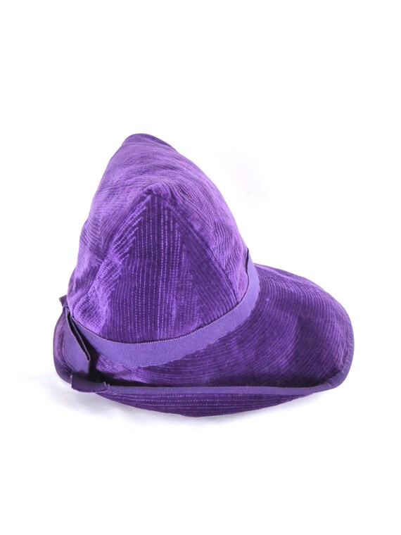 1970s Corduroy Fedora or Cloche Hat Size 52, Boho