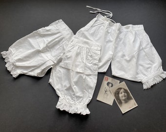 2 pairs of child's bloomers, French antique cotton bloomer