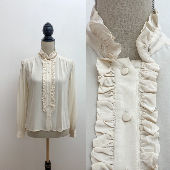 ivory ruffle blouse